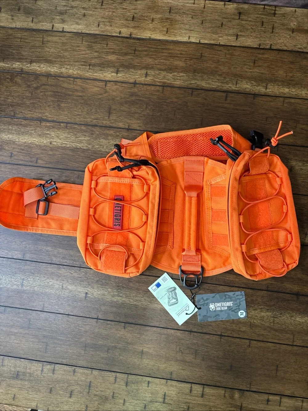 OneTigris Mammoth Dog Backpack Harness Tactical Saddle Bag Blaze Orange Size M